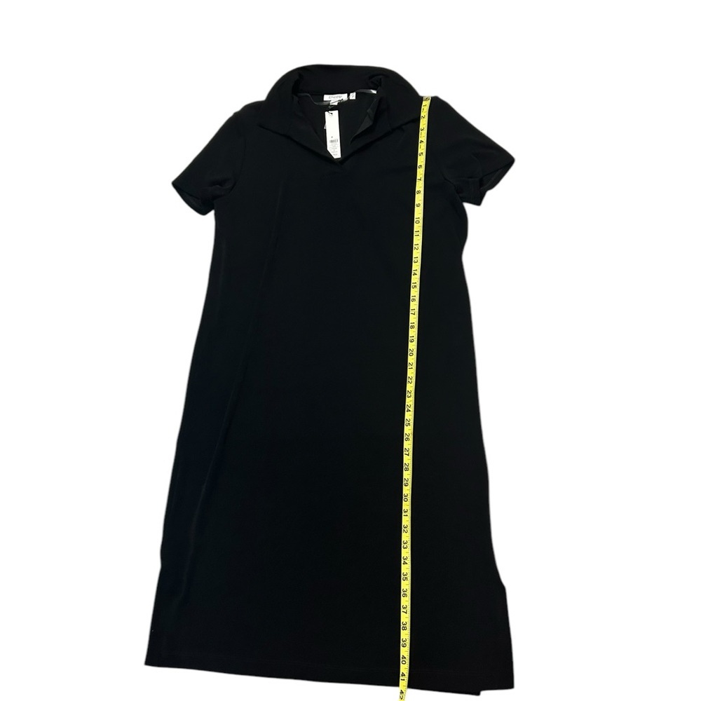 Chico's Travelers Slinky Collared V-Neck Dress Womens Size 2 Black Large Chicos - Picture 2 of 8